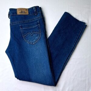 Timberland Womens Low Rise Straight Leg Jeans Blue Size 29/8 Distressed Raw Hem